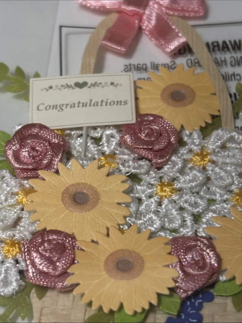 JOLEE’S Boutique Flower Embellishment Knitting Straw hat Grandma Embellishment